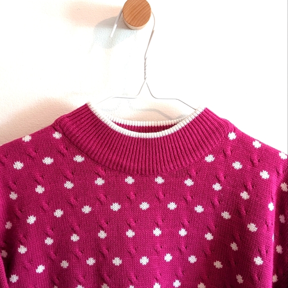 Hunt's Point Vintage Fuchsia Polkadot Sweater - Picture 2 of 6